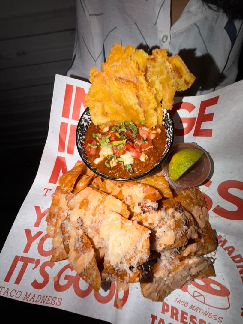 Nacho Libre with chilli con carne, mozza and chipotle mayo